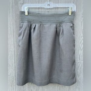 Banana Republic Gray Grosgrain Waist Linen Skirt with Pockets Size 6